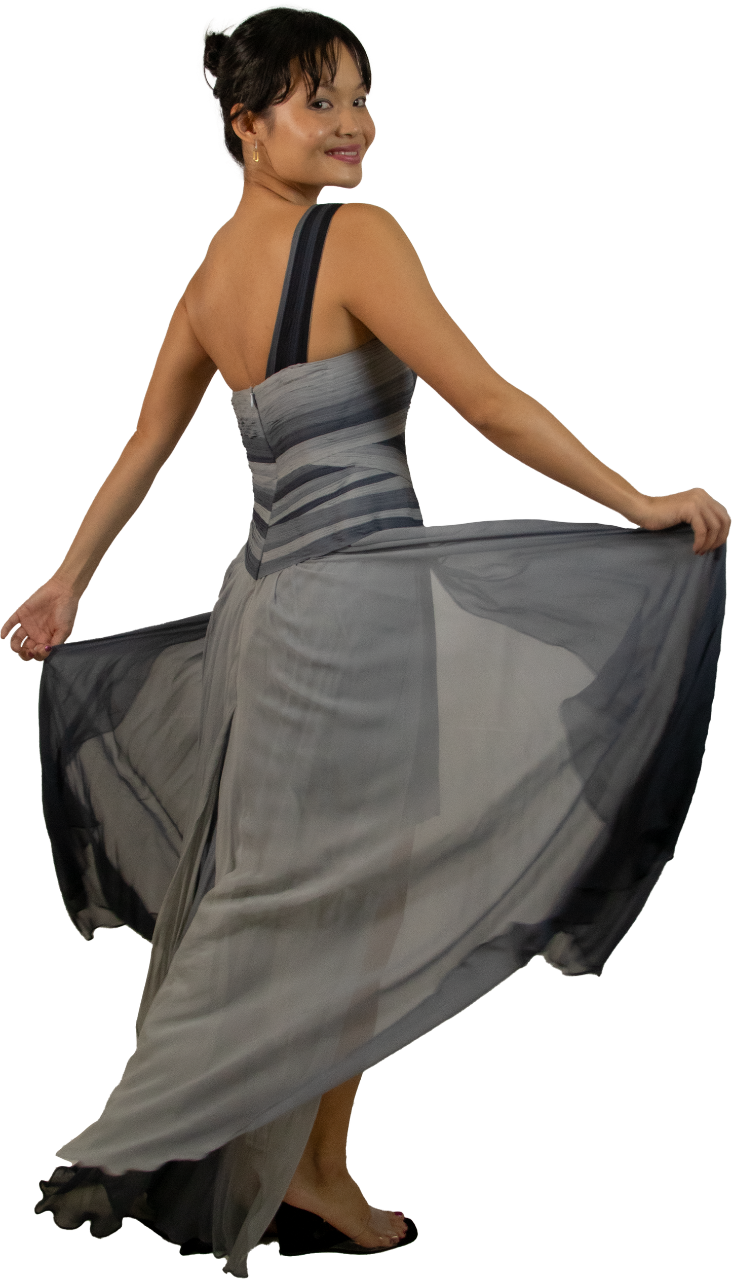 Indonesian Designer Ombre One Shoulder Dress