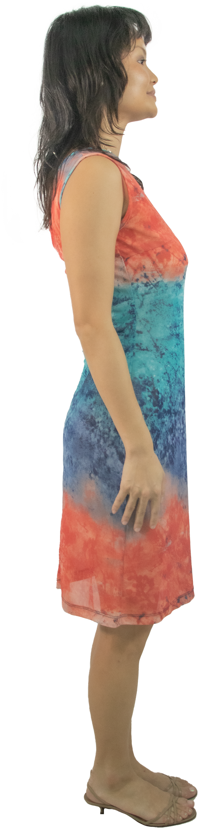 Vary Trend One Shoulder Rainbow Mesh Dress