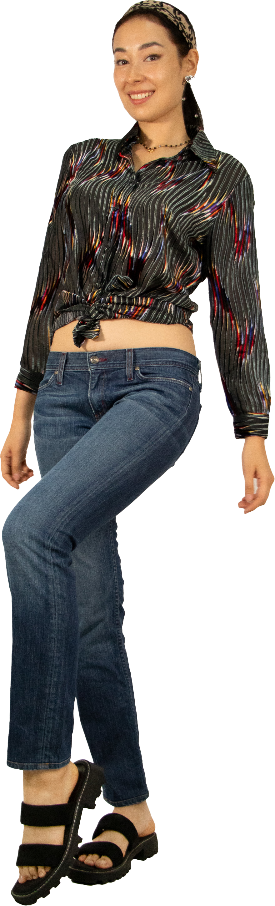Istante Burnout Velvet Striped Shirt
