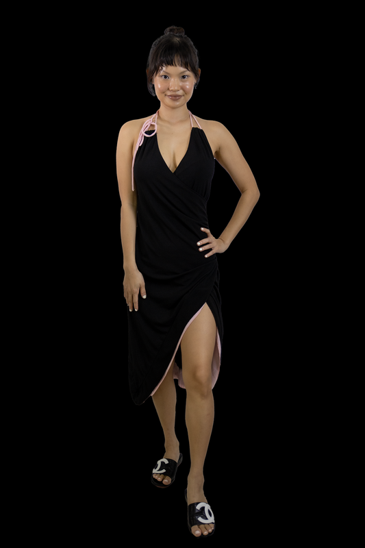 Vanessa Tong Bicolored Halter Dress