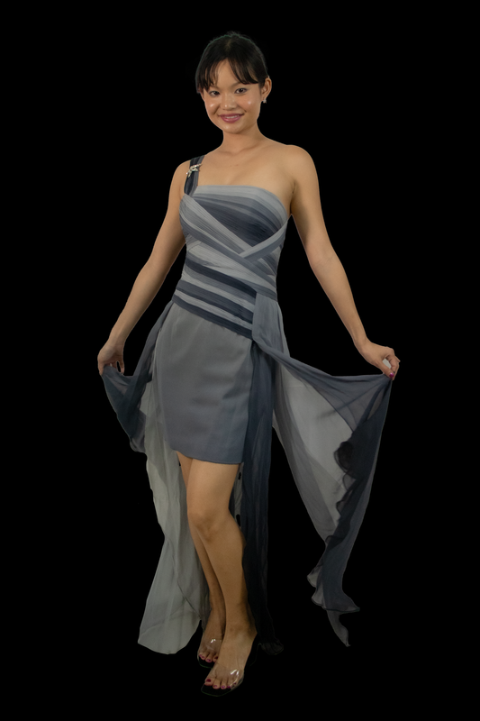 Indonesian Designer Ombre One Shoulder Dress