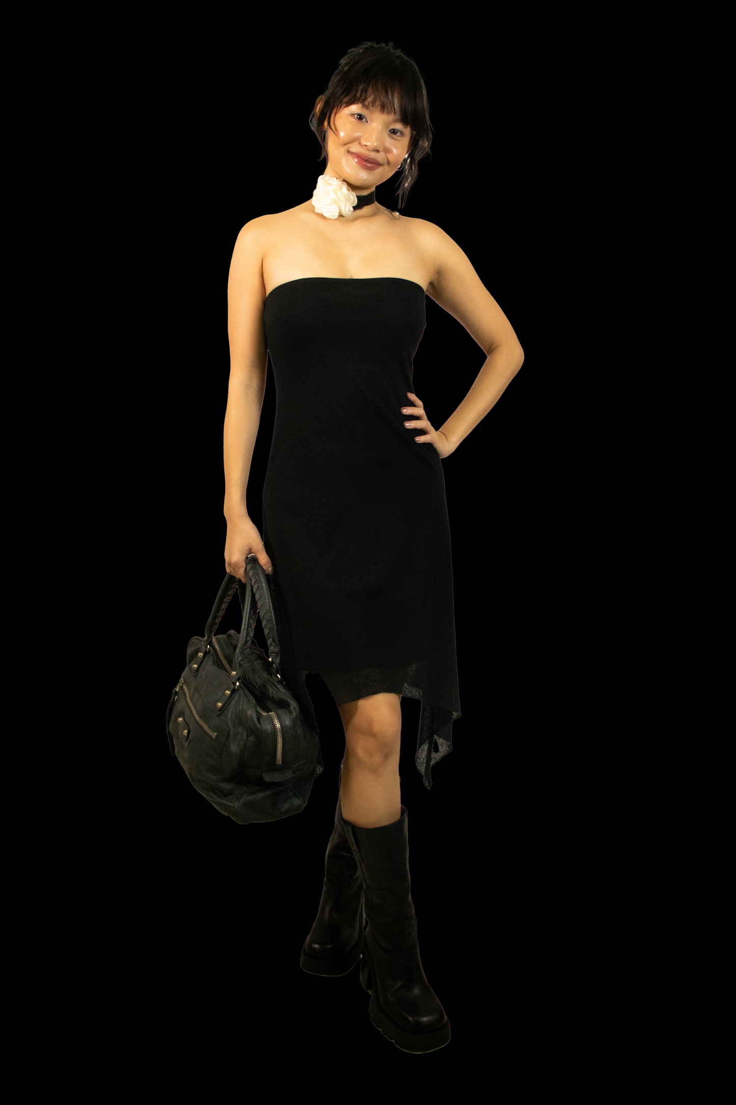 Y2K Mesh Strapless Asymmetrical Dress