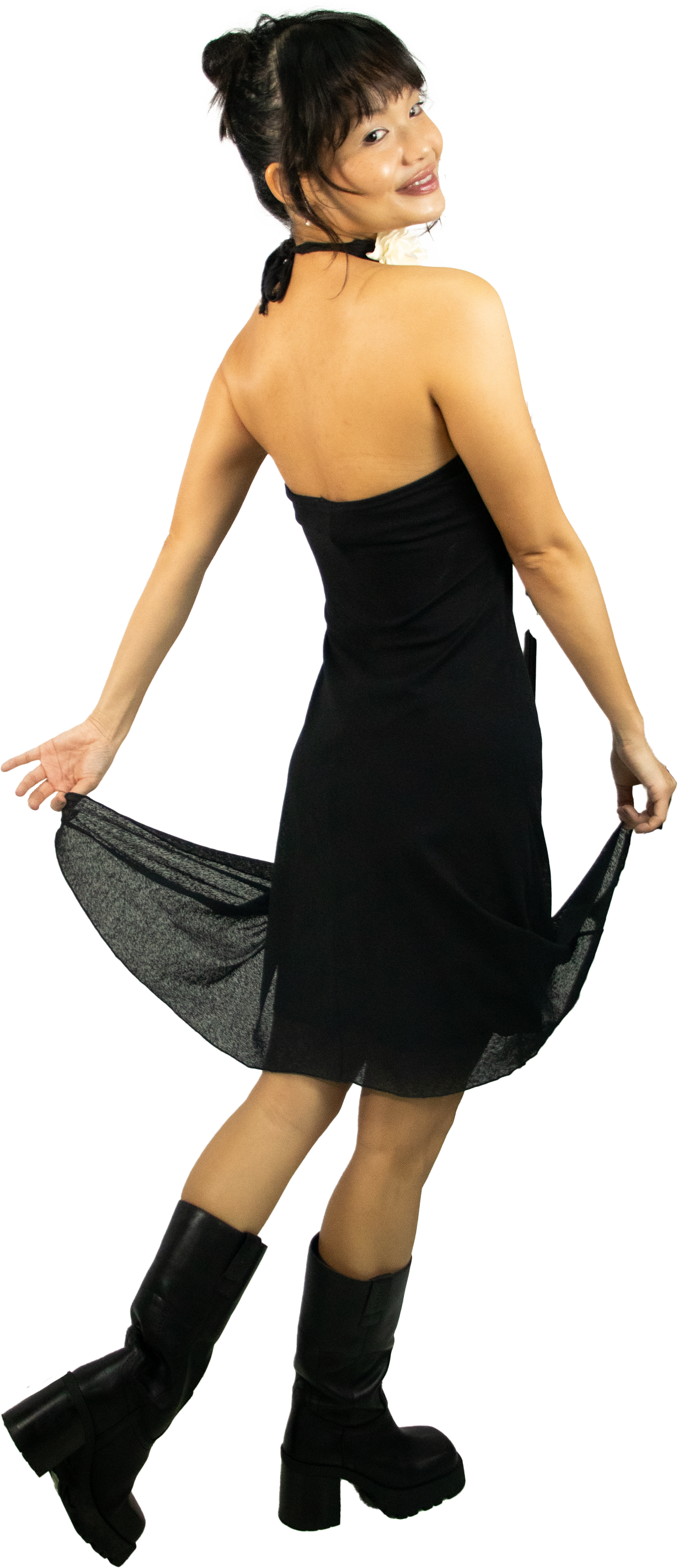 Y2K Mesh Strapless Asymmetrical Dress