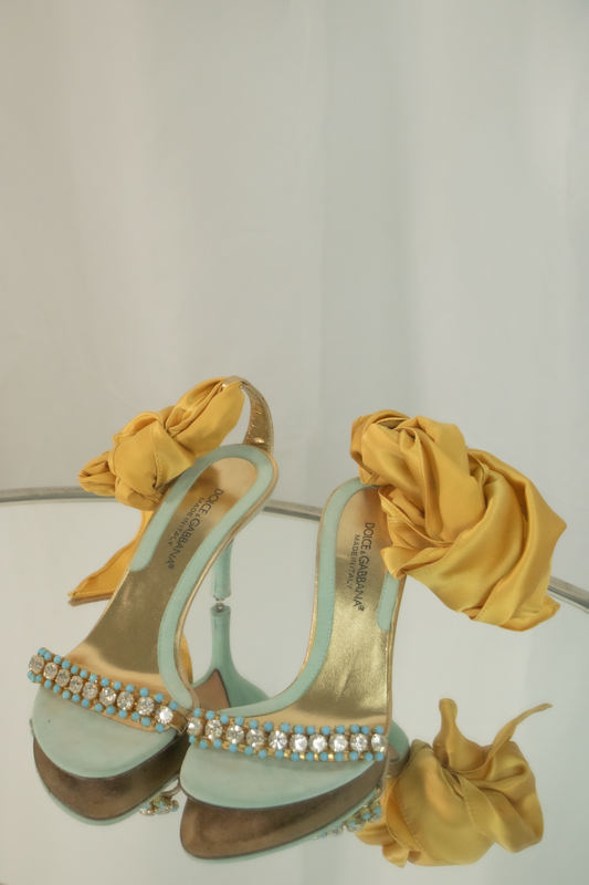 Dolce & Gabbana Jeweled Lace Up Heels