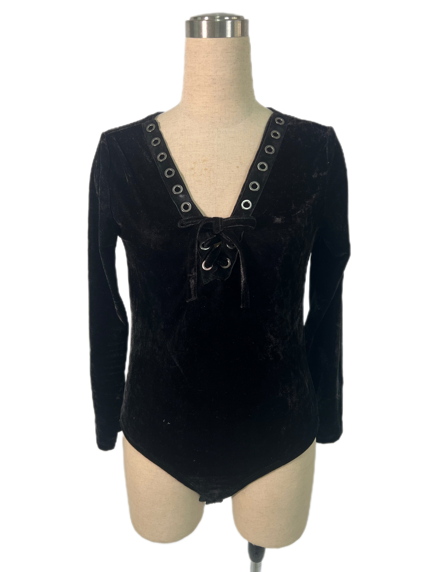 Vintage '90s Velvet Lace Up Bodysuit