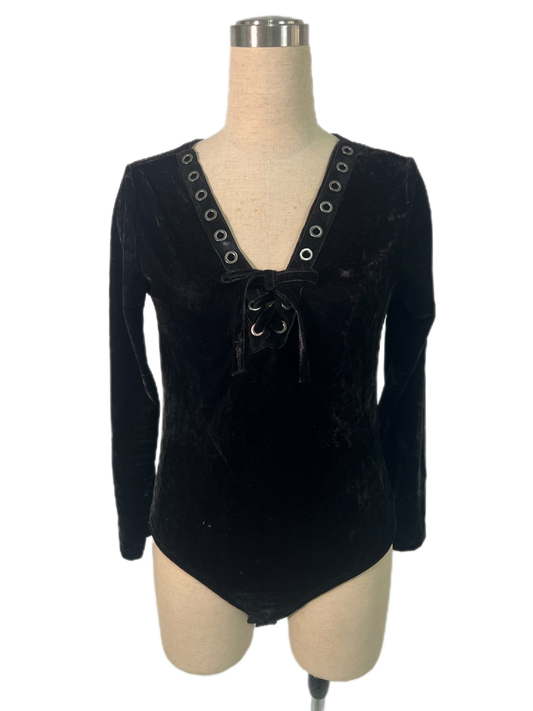 Vintage '90s Velvet Lace Up Bodysuit