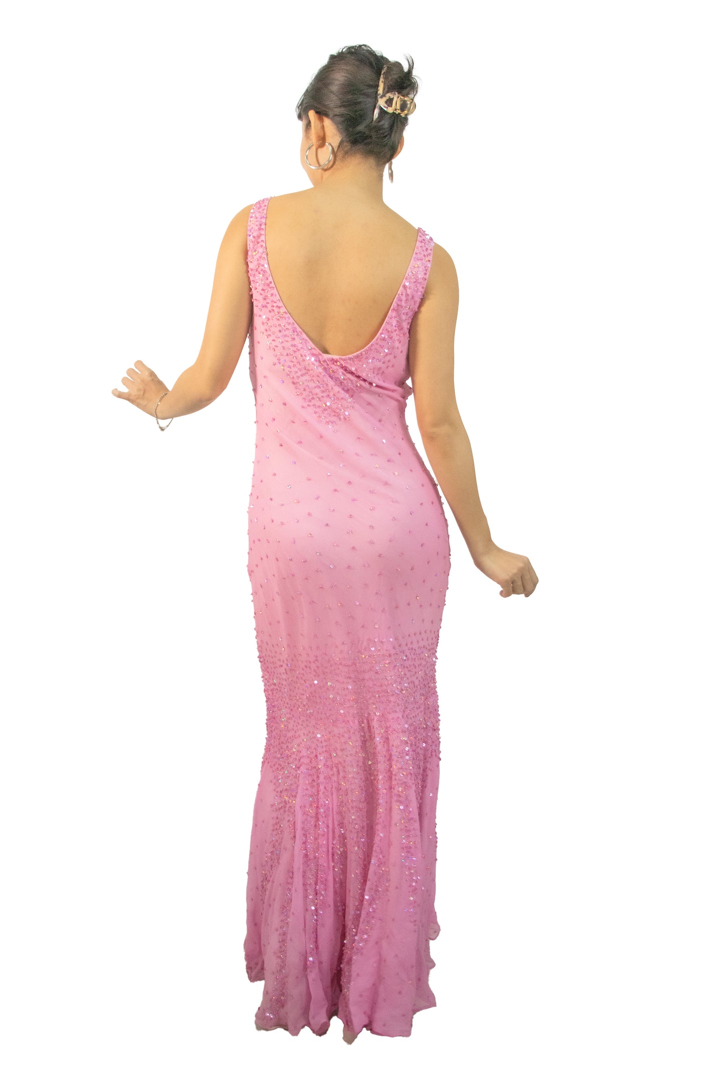 Y2K Italian Designer Beaded Pink Sequin Dress