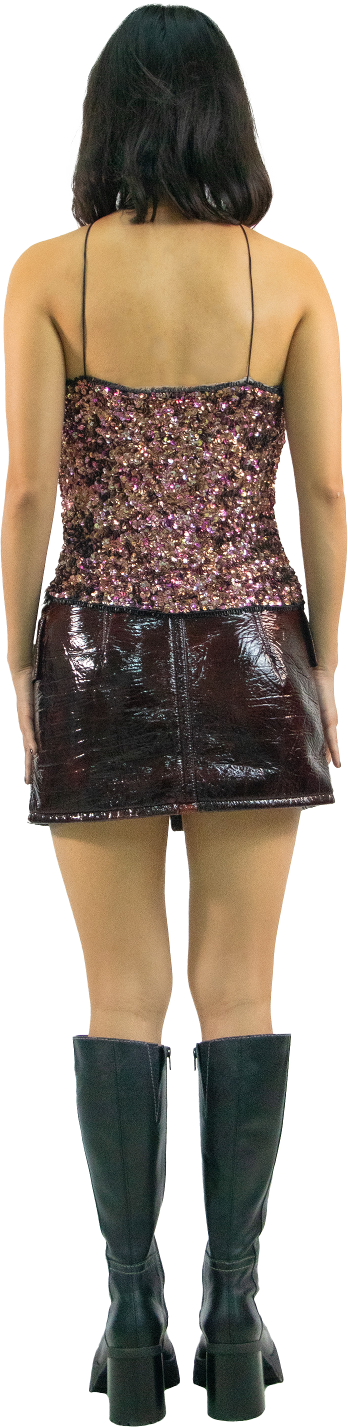 Badgley Mishka Sequin Halter Top