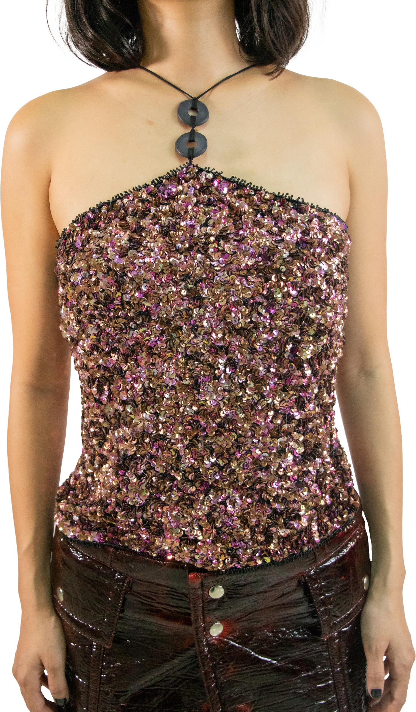 Badgley Mishka Sequin Halter Top